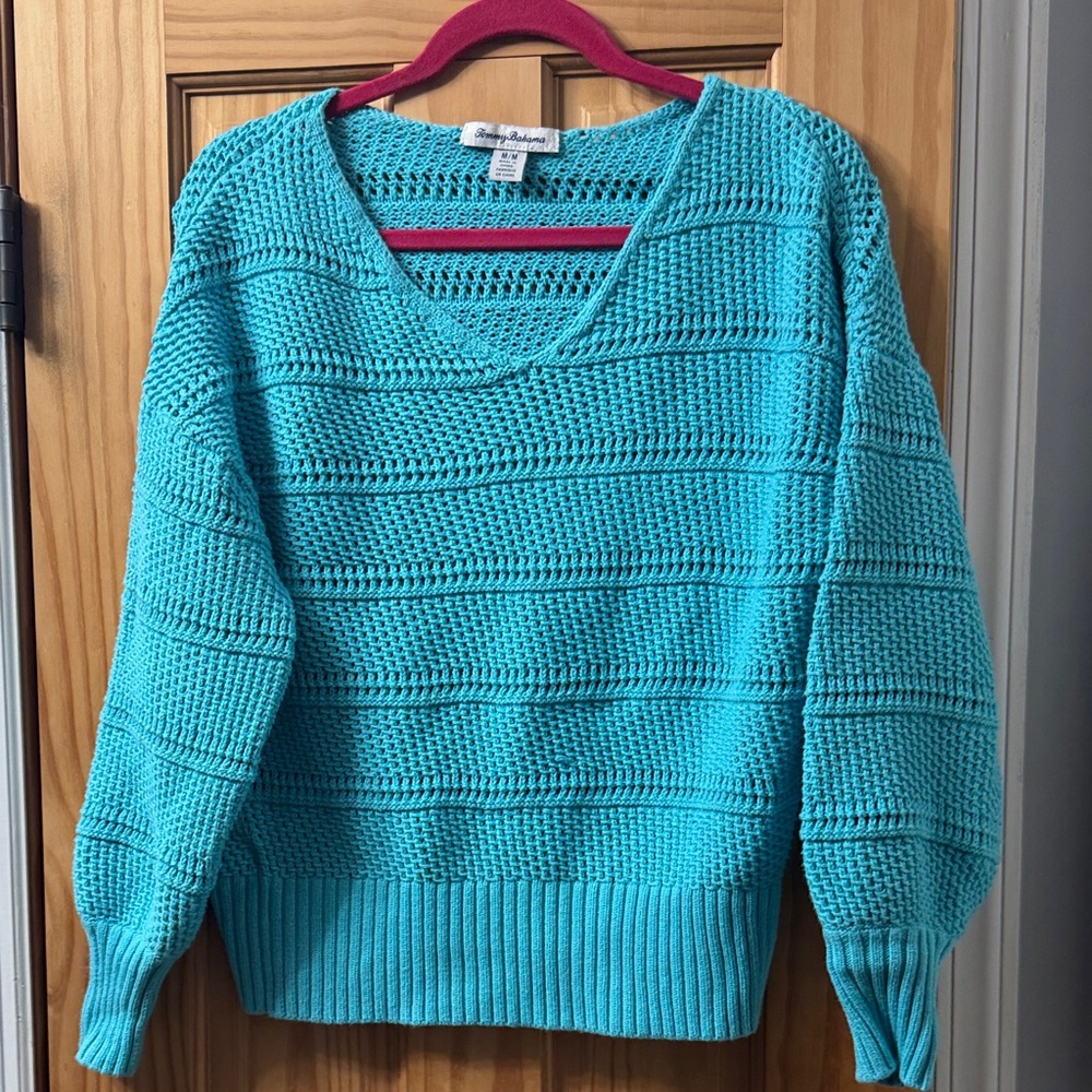 Tommy Bahama Turquoise V-Neck Sweater
